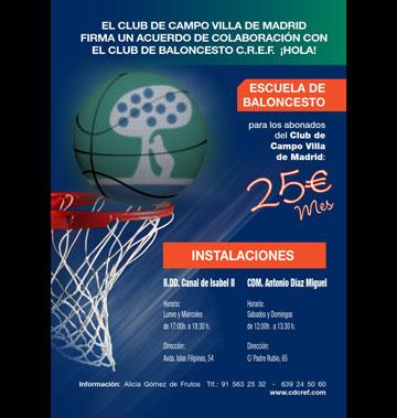 Acuerdo de colaboración entre el Club de Campo  Villa de Madrid y el Club de Baloncesto C.R.E.F. ¡Hola¡