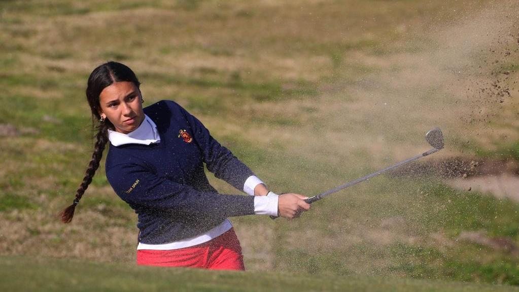 Cayetana Fernández, durante el Internacional de Portugal de golf.