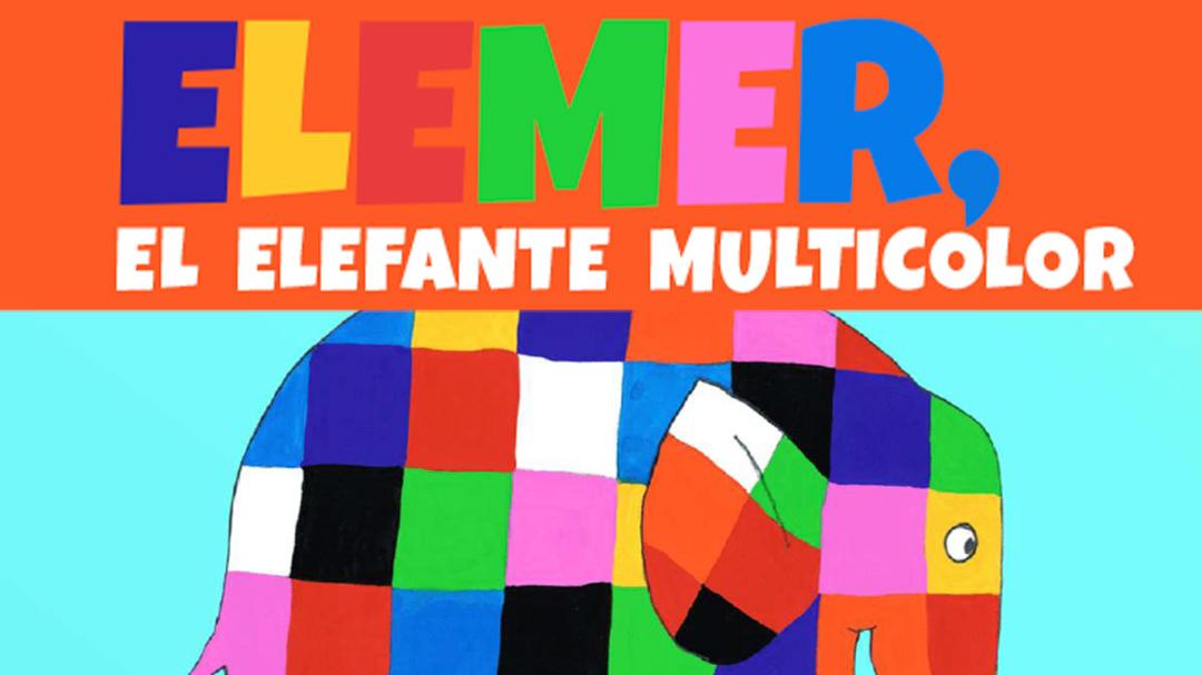 Cartel Elmer, el elefante multicolor