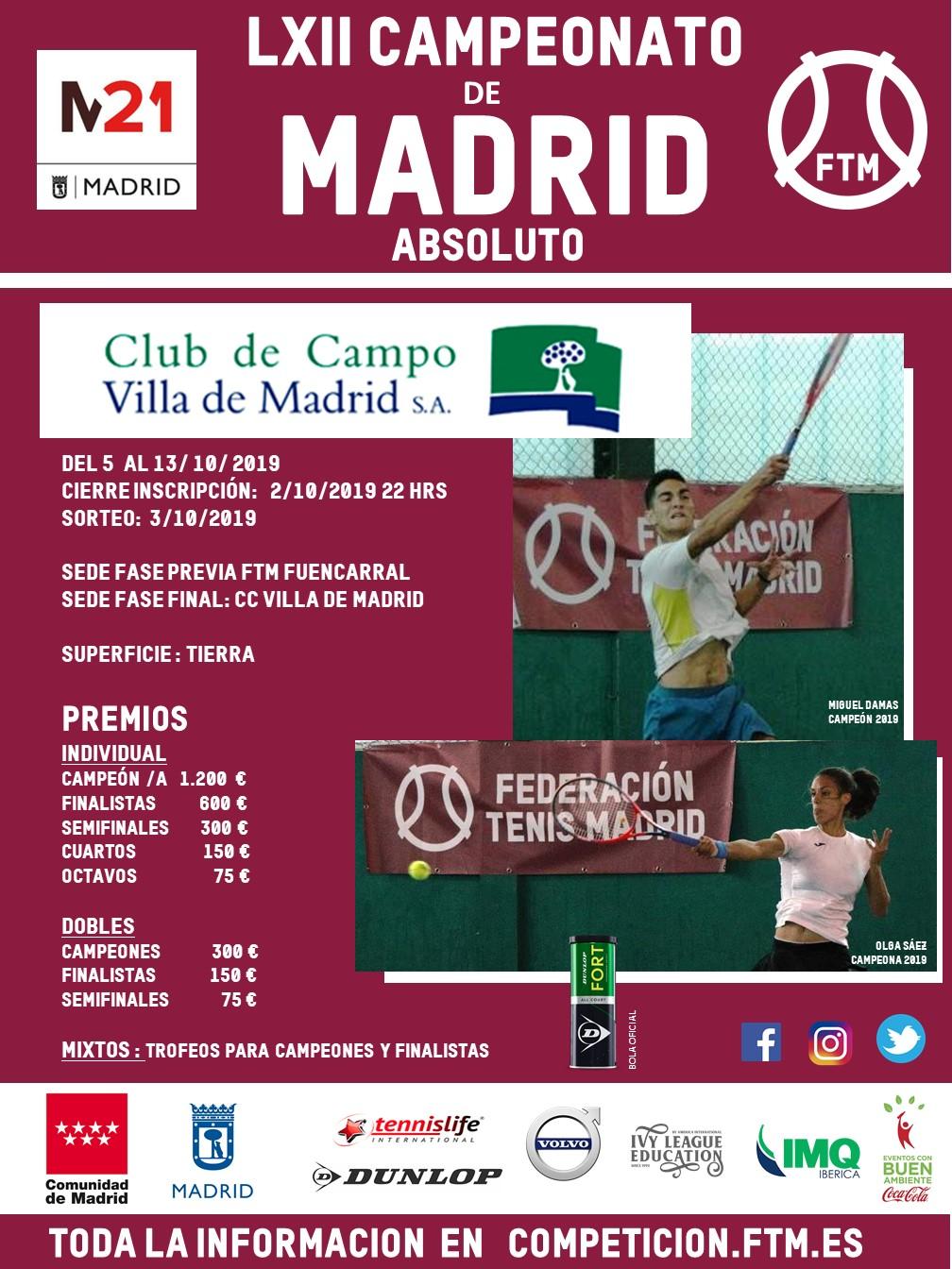 Cartel LXII Campeonato Madrid absoluto de tenis