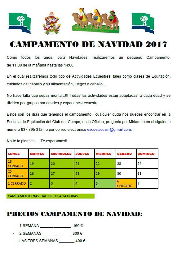 Campamento de Navidad de la Escuela de Hípica