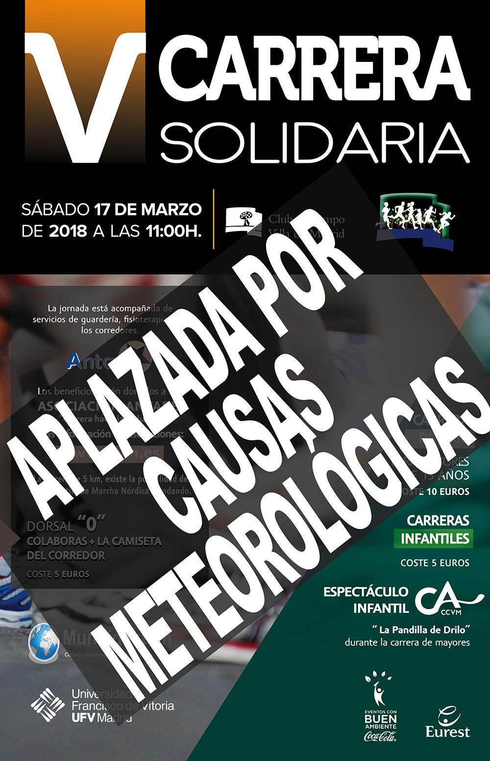 Cartel de la Carrera Solidaria 2018 aplazada