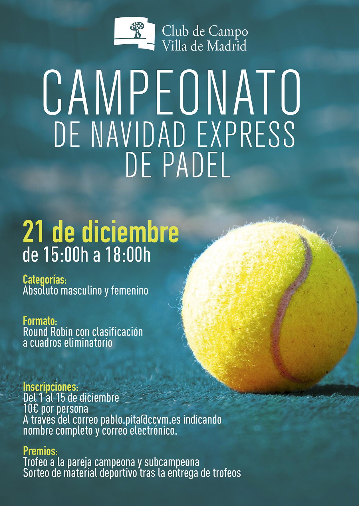 Cartel del Campeonato de Navidad Express de Pádel 2024