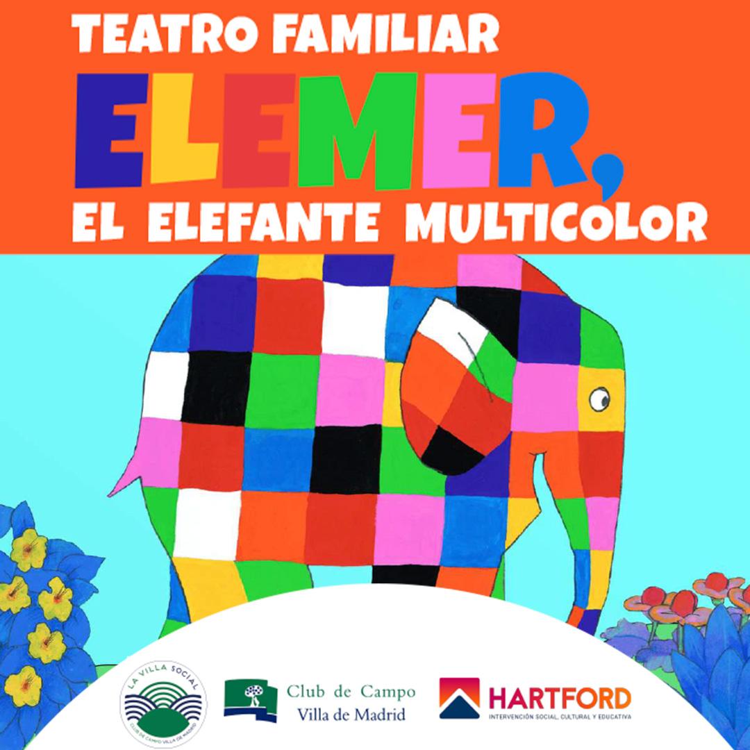 Cartel Elmer, el elefante multicolor