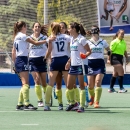 Las jugadoras del Club de Campo femenino celebran un gol. Foto: Miguel Ángel Ros / CCVM